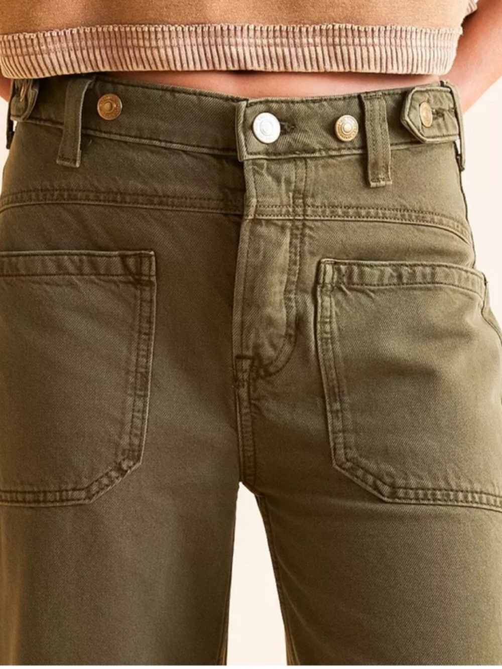 We the Free Jeans Women's Palmer Green Wide Leg High Rise